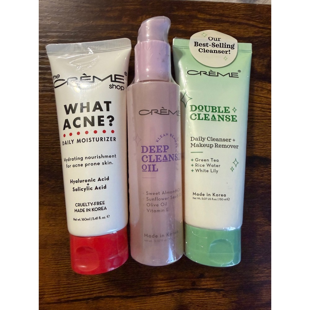 The Creme Shop Skincare Set What Acne Moisturizer Cleansing Oil Double Cleanse